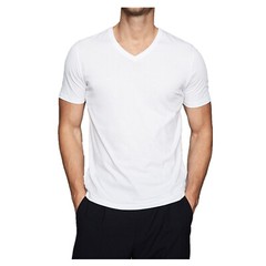 Men 100% Cotton V Neck T Shirt Solid White Short Sleeve Casual Tee S-4XL lot