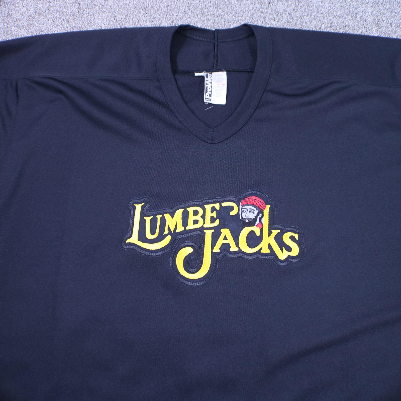 VTG Lumberjacks Hockey Jersey Mens Sz 56 Black Bauer ProWear Fight Strap 92-94 gallery