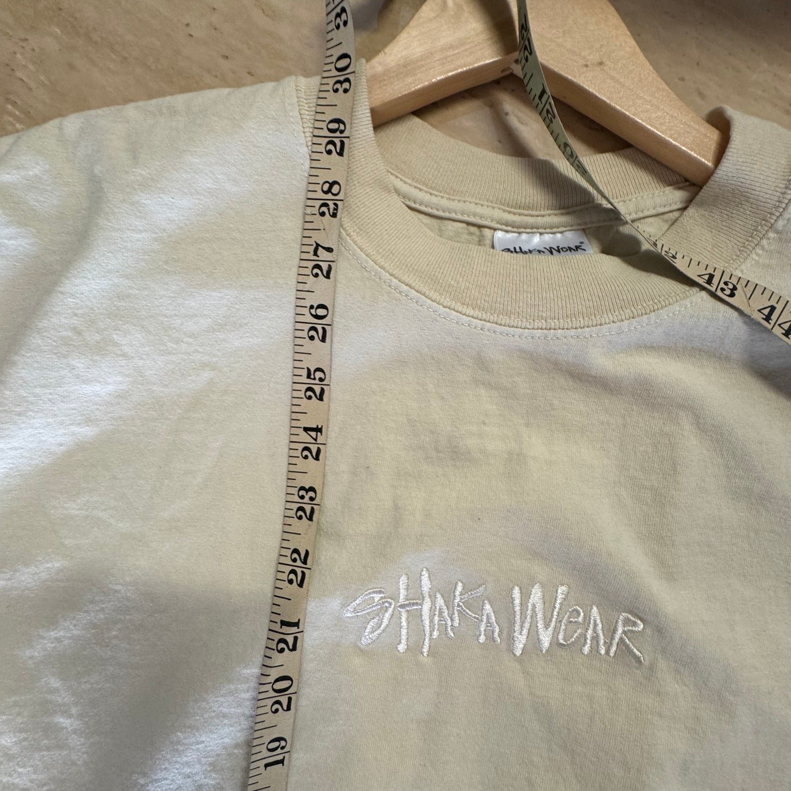 Shaka Wear Pale Yellow Super Max Heavy Streetwear Cotton T Shirt Men's Large gallery