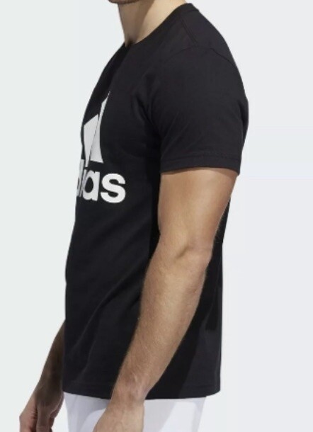 adidas Black T-Shirt Basic BOS Tee Men's Sz Large 3 Stripes Logo Athletic NWT gallery