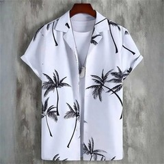 Mens Button Down Shirts Geometry Shape Printed Hawaiian Tops Novelty Ugly Gift
