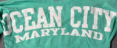 Exist Long Sleeve Green White Graphic Ocean City Maryland Cotton T Shirt Size S