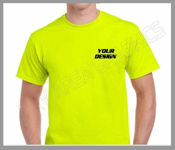 HI-VISIBILITY T-SHIRT SAFETY YELLOW DESIGN/LOGO FRONT&BACK BLACK DESIGN