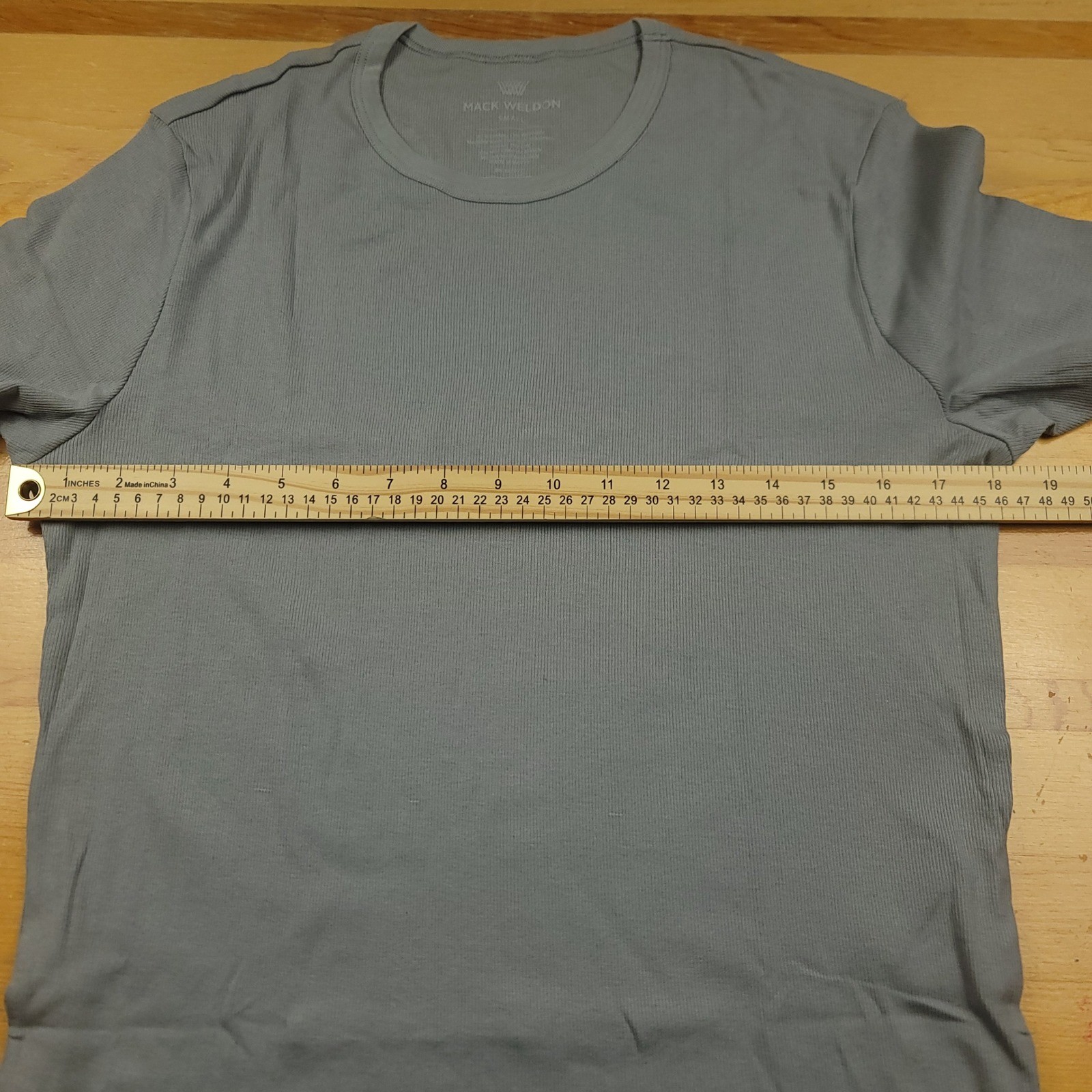Mack Weldon Men's Ribbed Crew Neck T-Shirt Gray Short Sleeve Size Small gallery