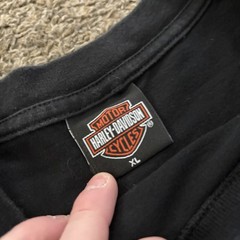 Vintage 2002 Harley Davidson Long Flame Sleeve Double Sided XL Goth Biker