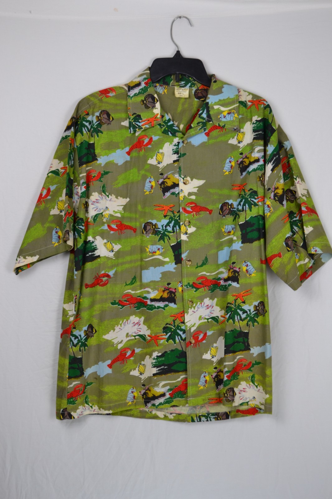 vintage h.y.c.t.2 tropical camo island hawaiian t-shirt size crisp oversized L