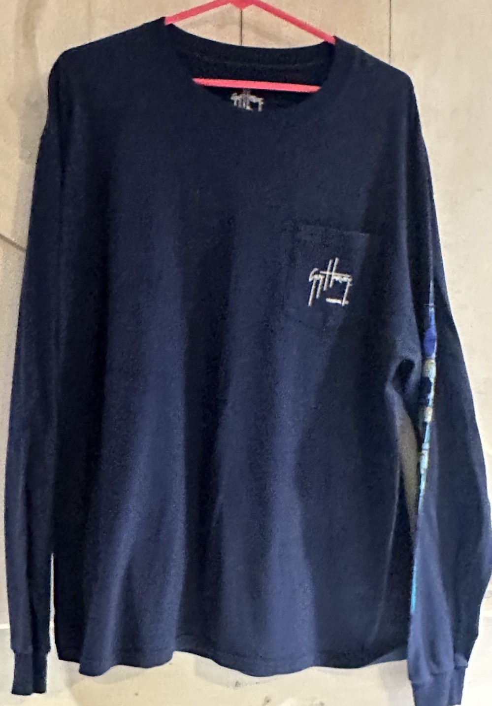 Vtg Guy Harvey by AFTCO Men’s XL Navy Fishing Shirt Long Sleeve Pocket Graphic