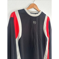 Puma Black Red Gray Long Sleeve Athletic Top Y2K 90s Logo Outdoor Mens Large