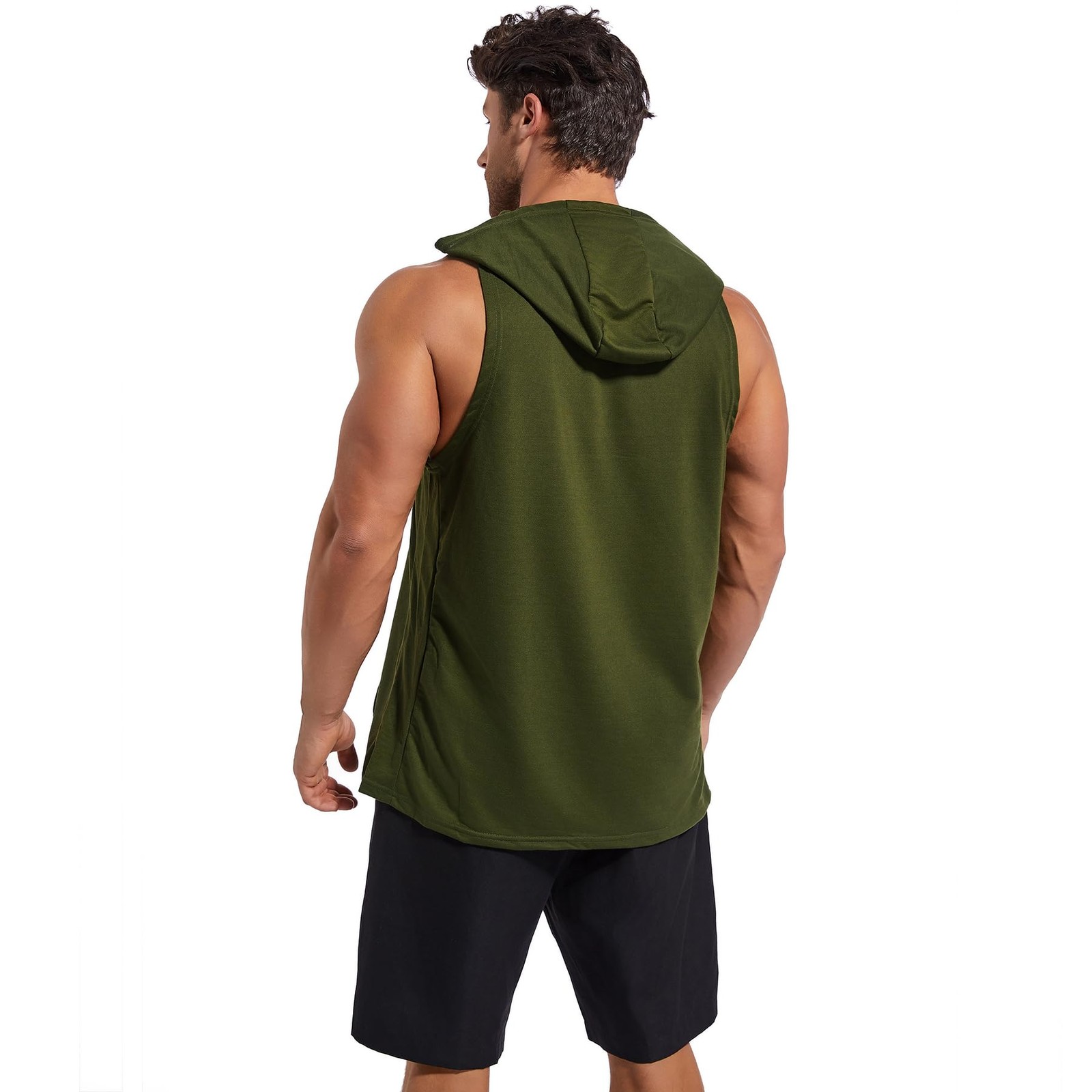 Men's Workout Hooded Tank Tops Gym Sleeveless Hoodies Dry fit Bodybuilding Mu... gallery