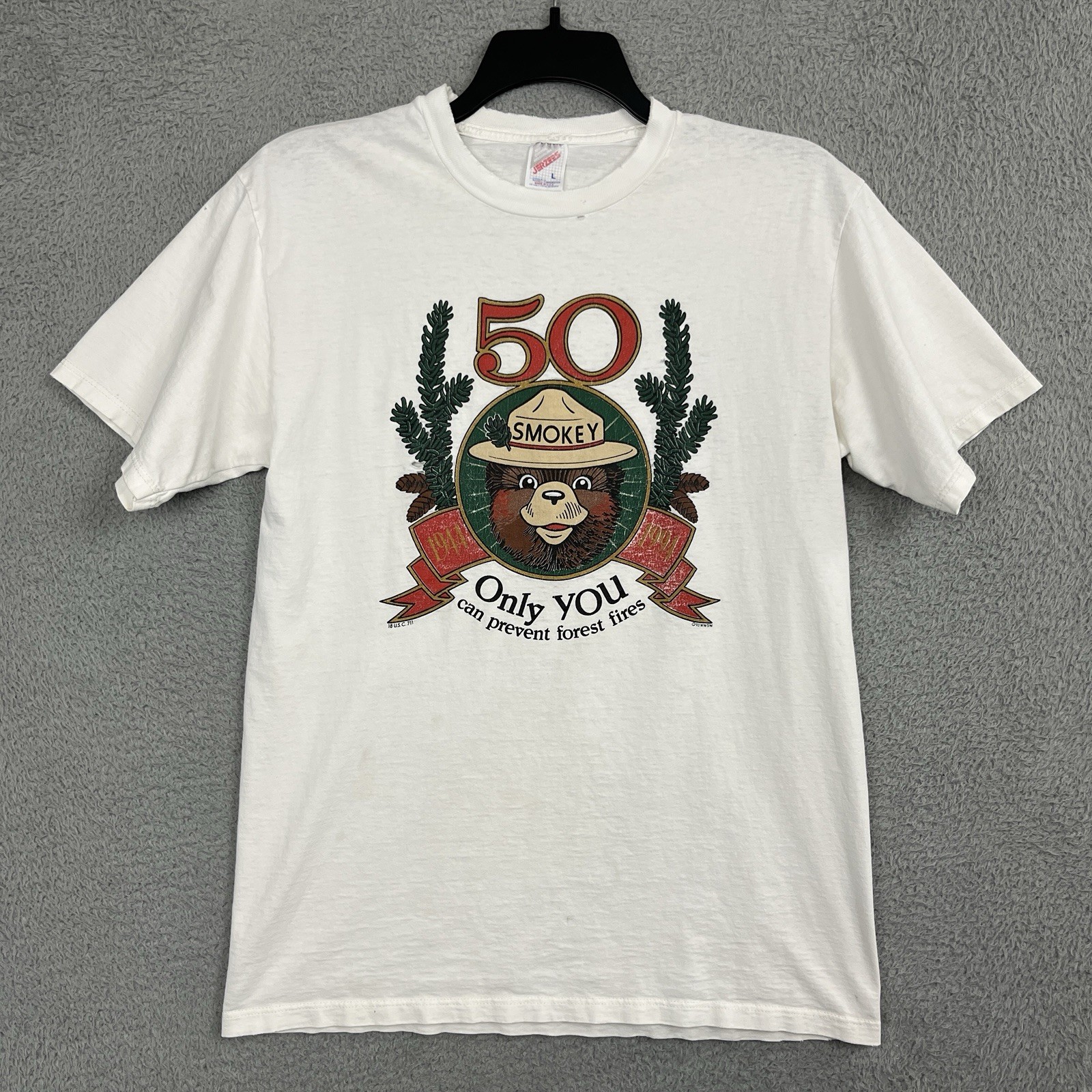 Vintage Smokey The Bear Only You Can Prevent Forest Fires T Shirt Distressed 90s