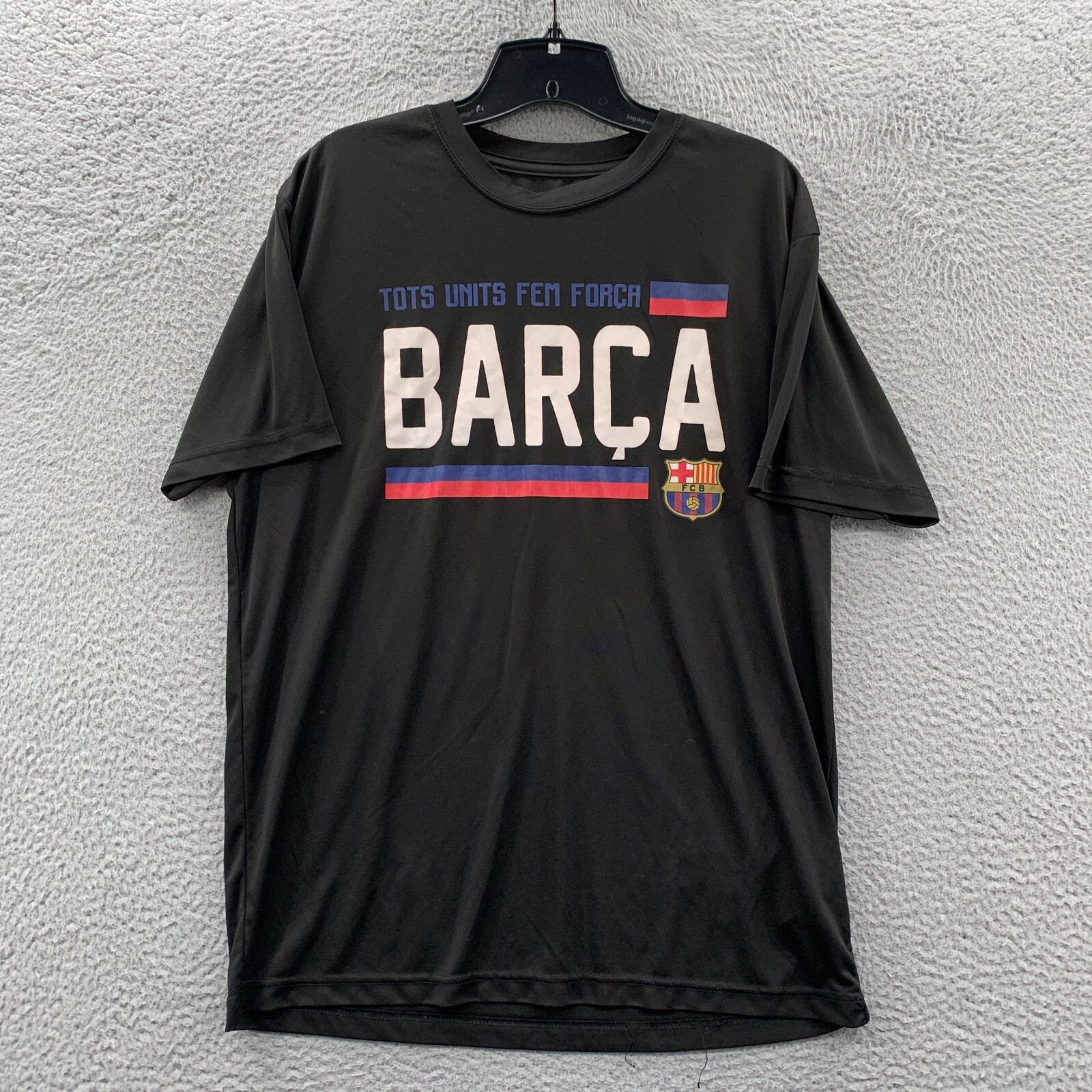 FC BARCELONA T Shirt Mens Large Short Sleeve Black Blue Red Soccer*