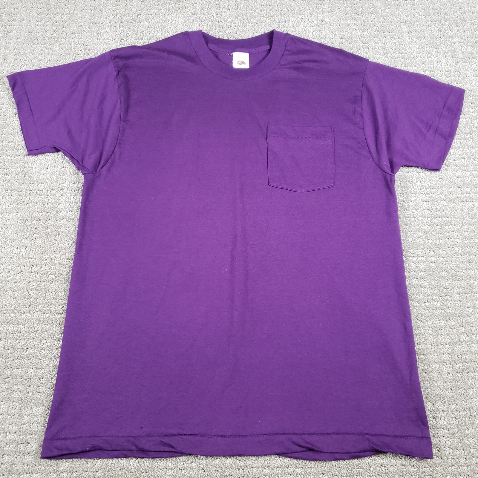 Vtg 90s Fruit of the Loom Shirt XXL Purple USA Made Single Stitch Pocket Tee NOS gallery