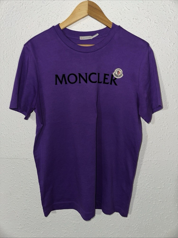 Moncler Flocked Chest Logo Cotton Short Sleeve T-Shirt Purple – Sm Retail $395