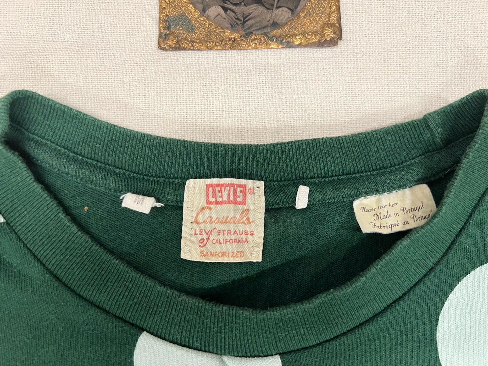 LVC T-Shirt M Levi's Vintage Clothing 60s Casuals Green Polka Dot LNWOT 38" Slim gallery