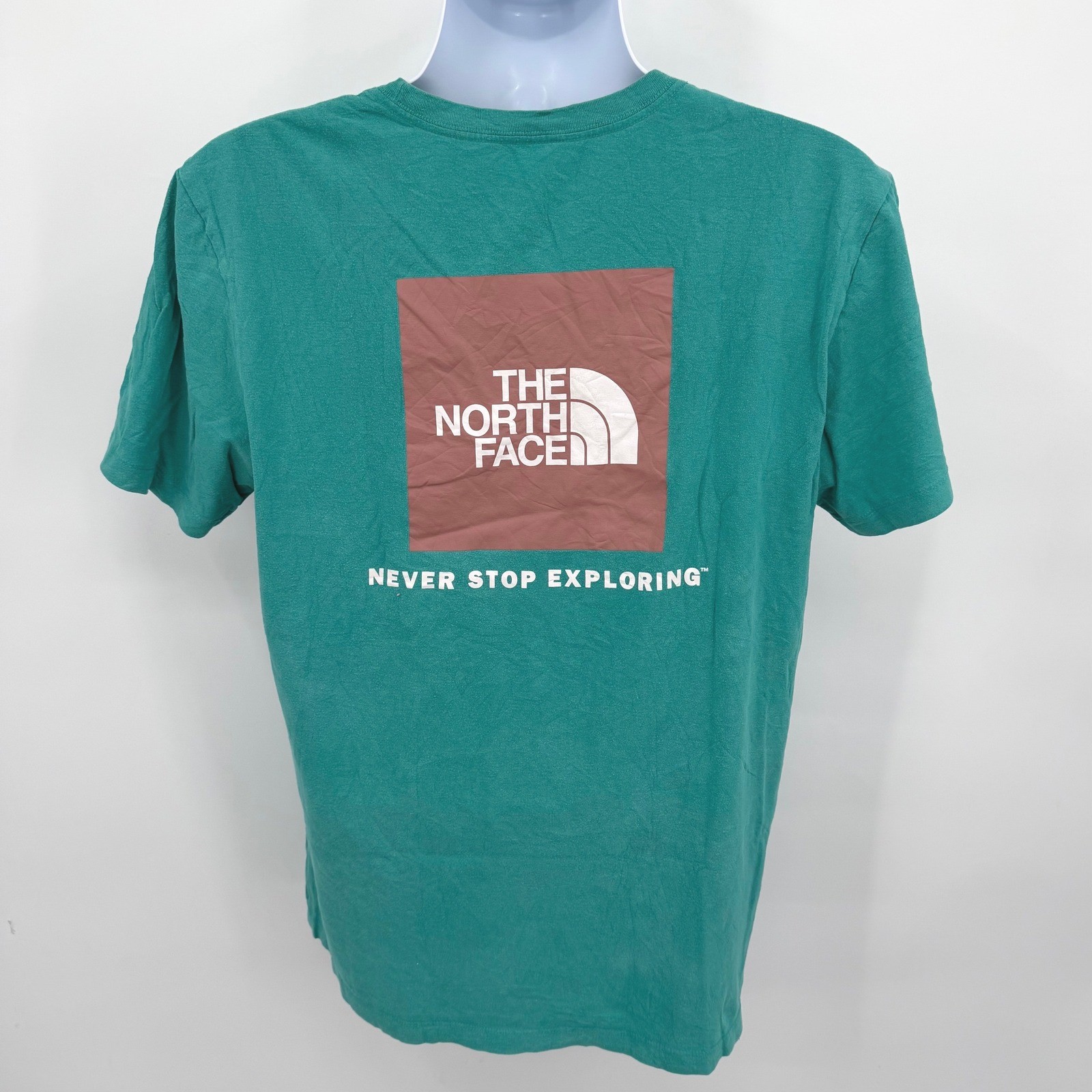 The North Face Mens Box Logo Graphic T-Shirt Teal Green Never Stop Exploring L gallery