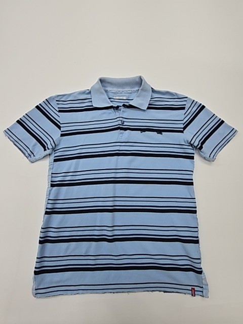 Levi’s Boys Polo Shirt Light Blue Striped Size 70 Regular Logo Knit NWT E gallery
