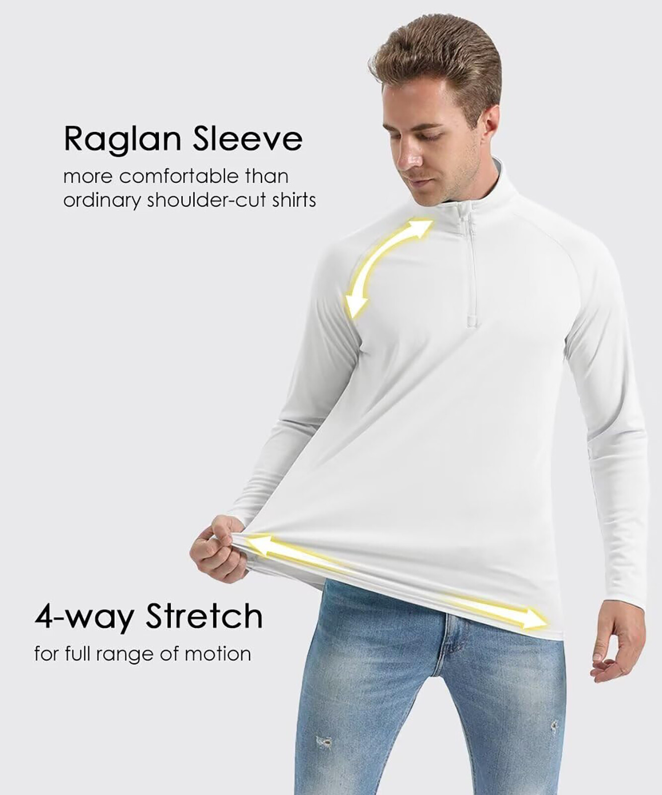 UPF 50+ Mens Long Sleeve T-Shirt 1/4 Zip Sun Shirt Quick Dry Fishing Hiking Tops gallery