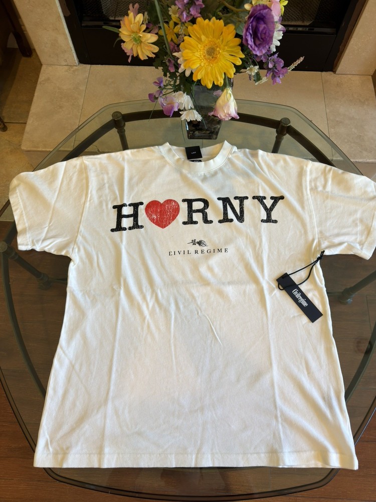 Size Large – Civil Regime “Horny American Classic” Oversized Tee In Butter 🔥