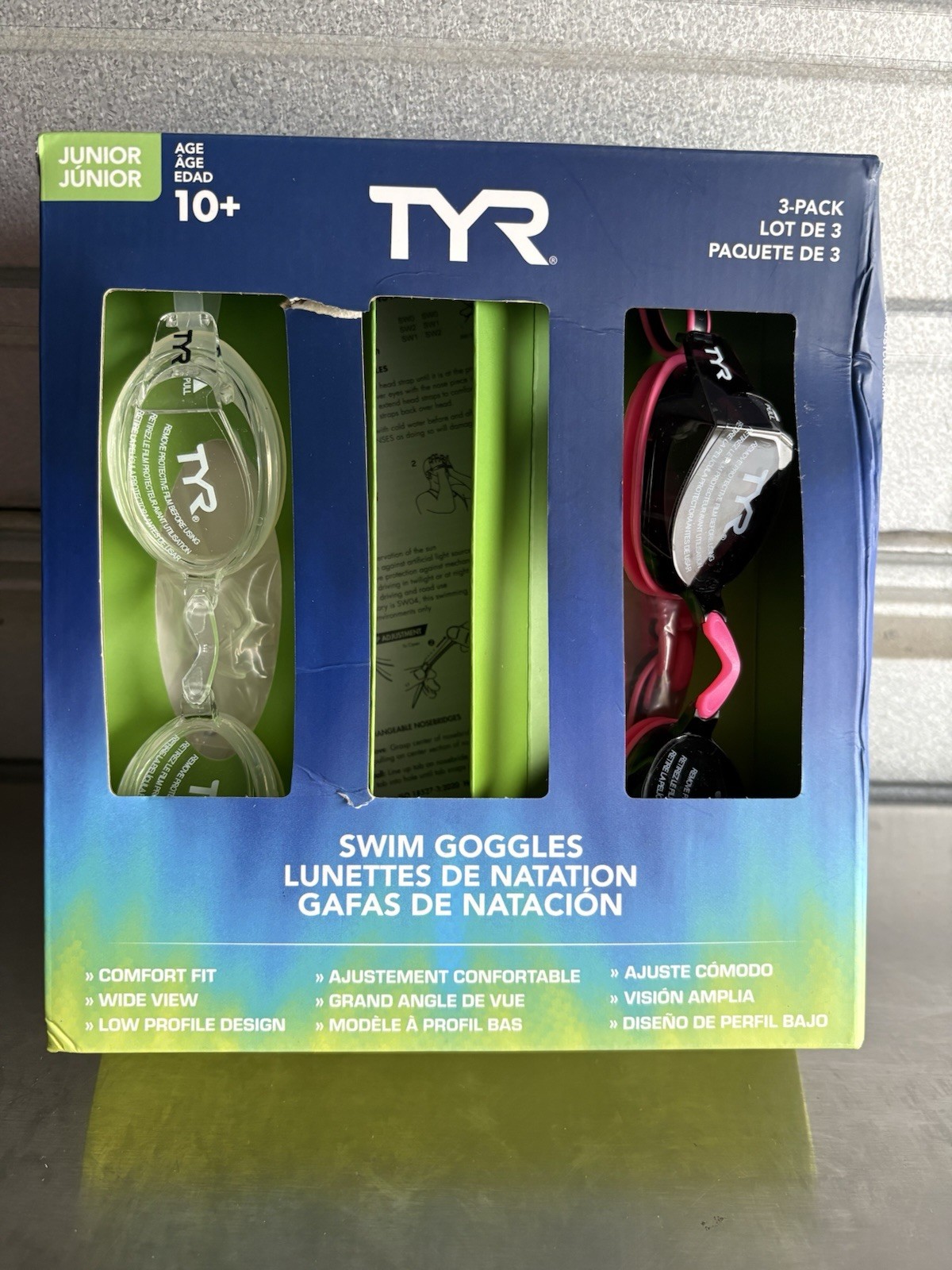 TYR Junior Swim Goggles 2-Pack (Ages 10+) - UV Protection Anti-Fog (Black/Clear) gallery