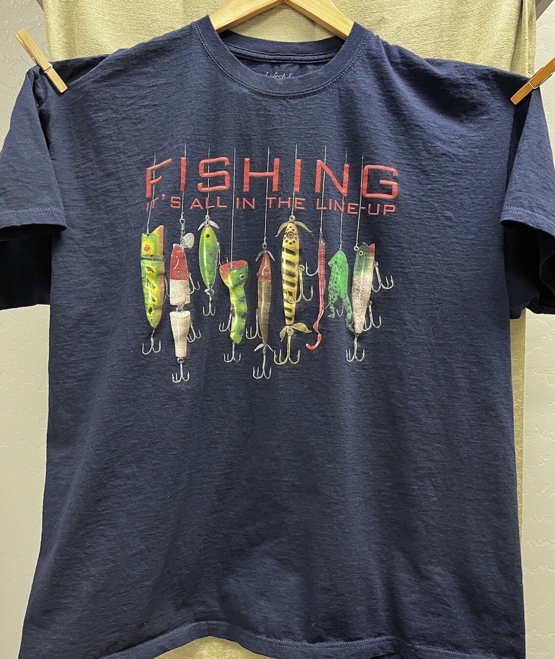 LIFESTYLE CLASSICS Fishing Graphic T-Shirt Men XXL Blue FISHING Beach Casual