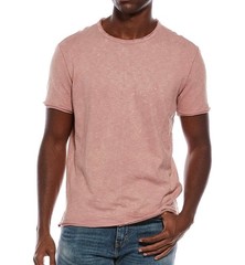 John Varvatos Men’s Short Sleeve Mercier Peace Sign Edgy Crew T-Shirt Dusty Rose