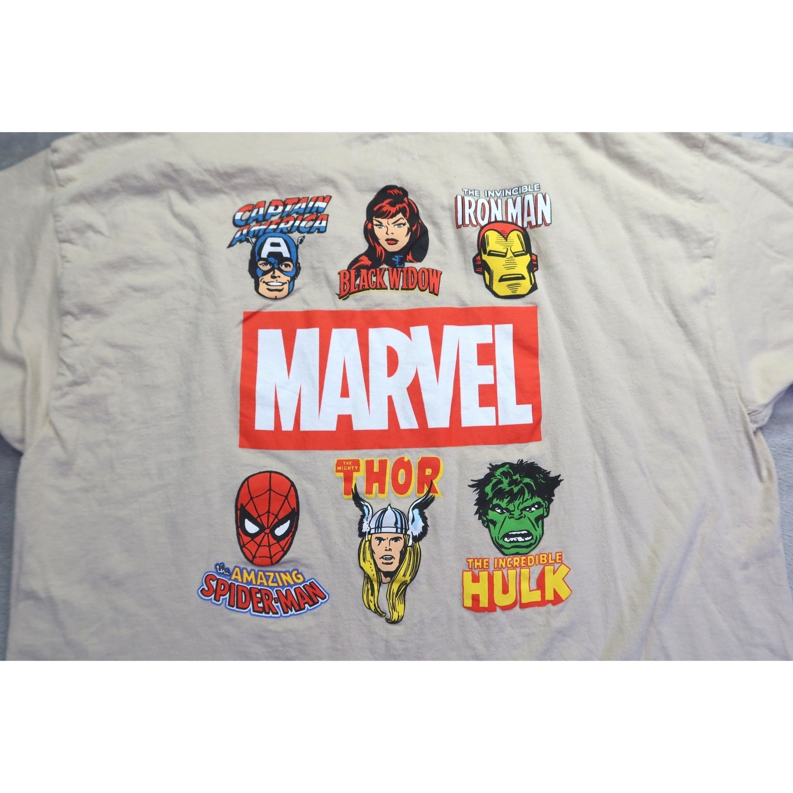 Marvel Comics Avengers Graphic T-Shirt Men's 2XL Beige Sand Superhero Crew Neck gallery