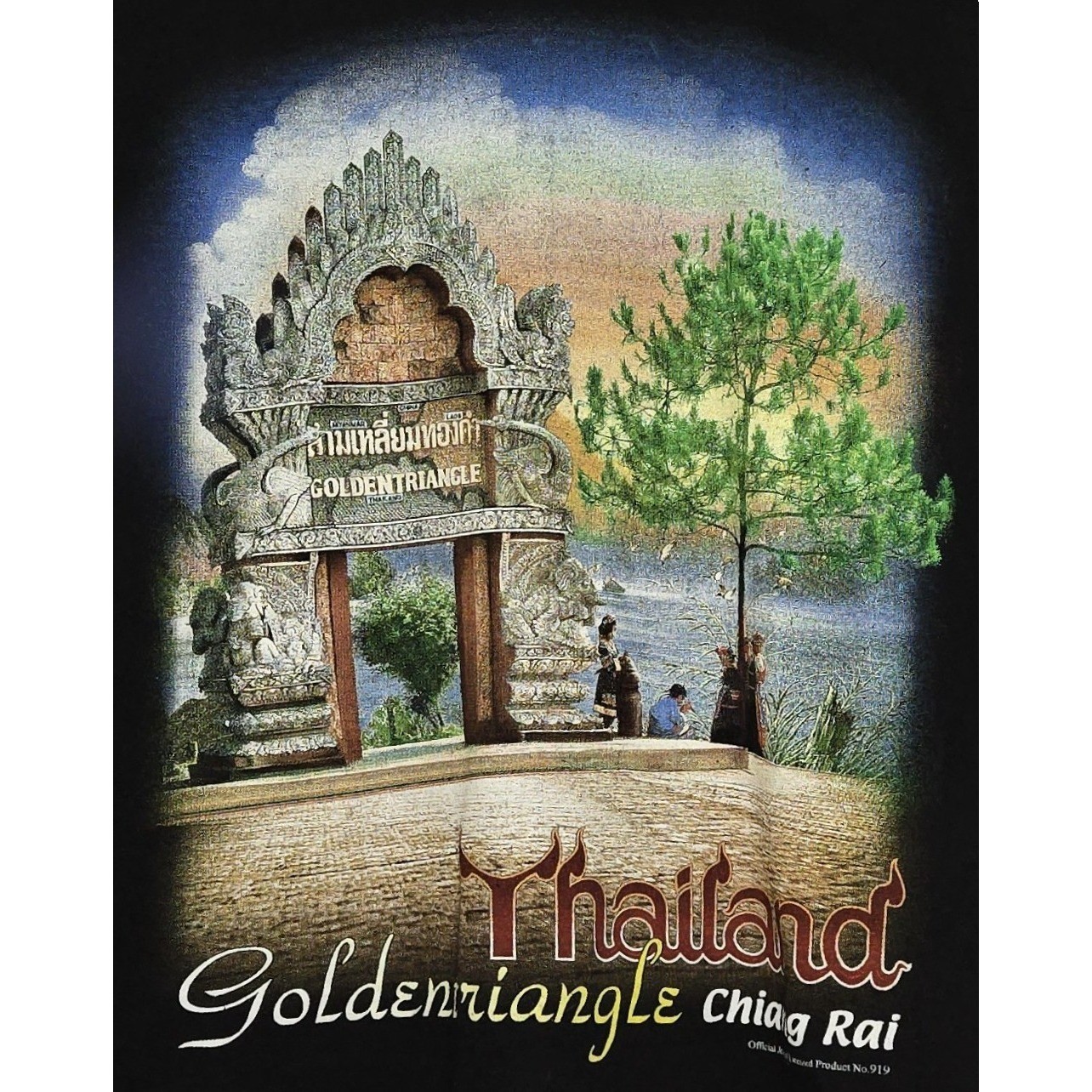 Joligolf Thailand Shirt XL Boxy Golden Triangle Graphic Tee Black Screen Printed