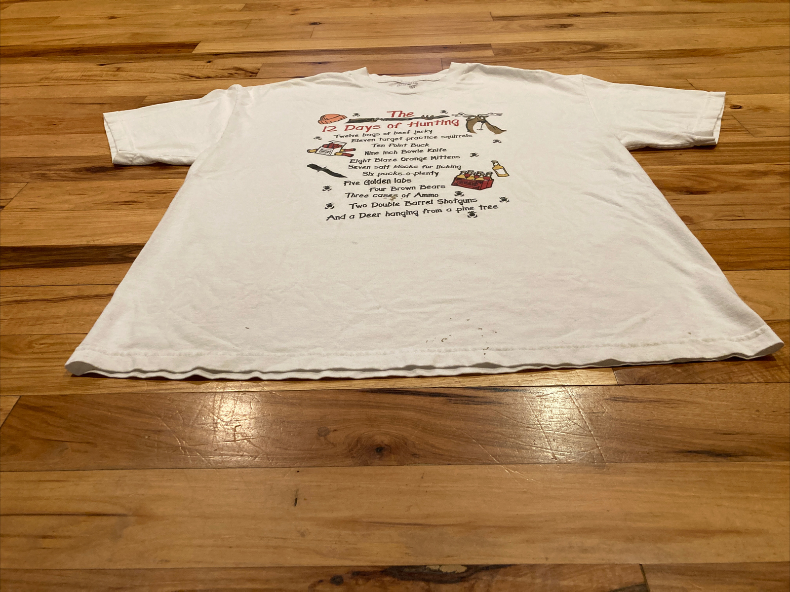 Austin Clothing Co. "12 Days of Hunting" Christmas White Funny T-Shirt Men's XL gallery