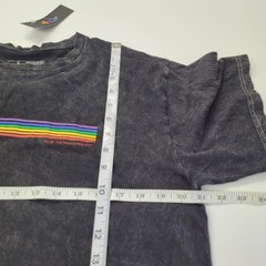 Phluid Project Graphic T Shirt Smiley Face Rainbow Unisex L Black Mineral Wash