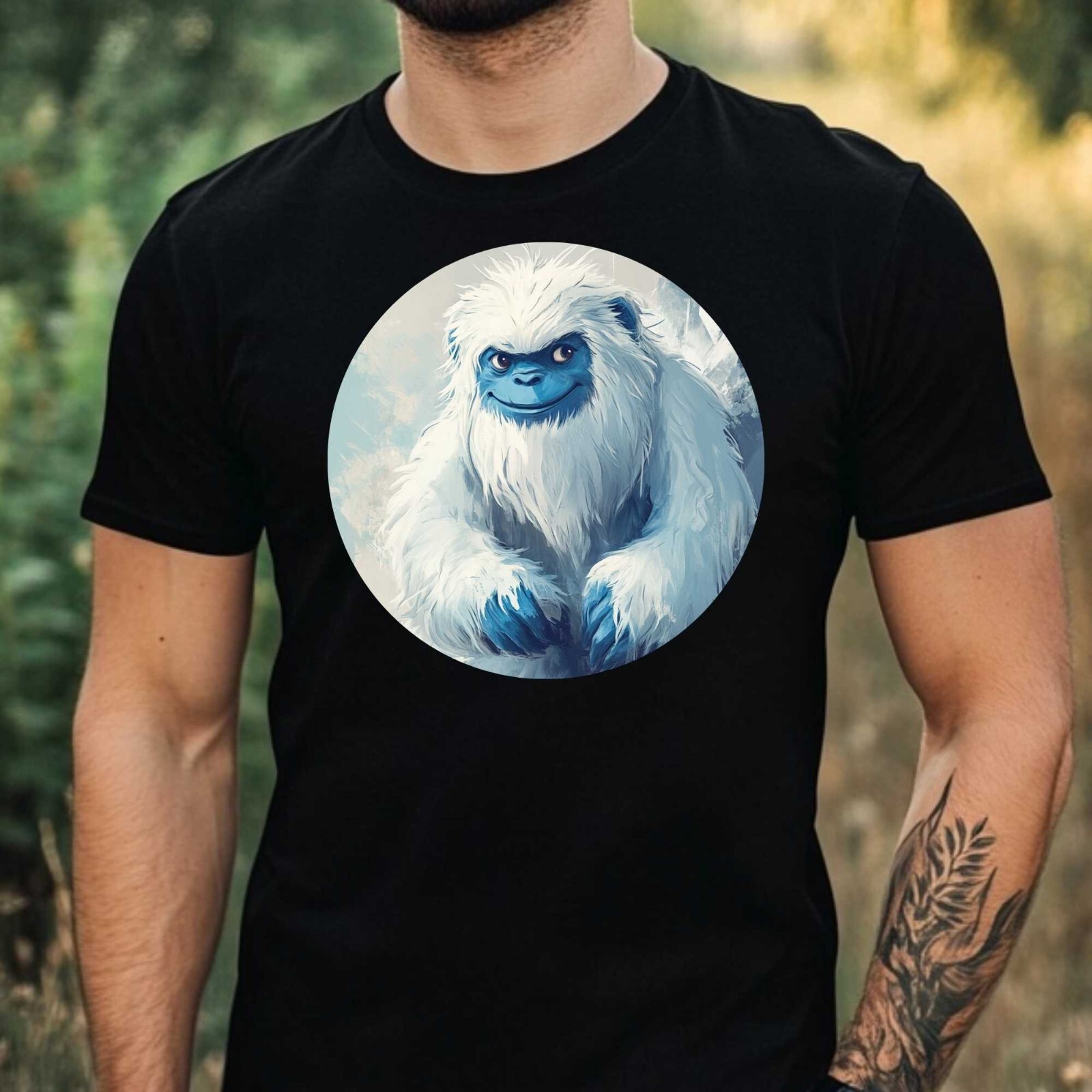Mens Yeti Illustration Motif Cotton T-Shirt Size XS to 5XL gallery