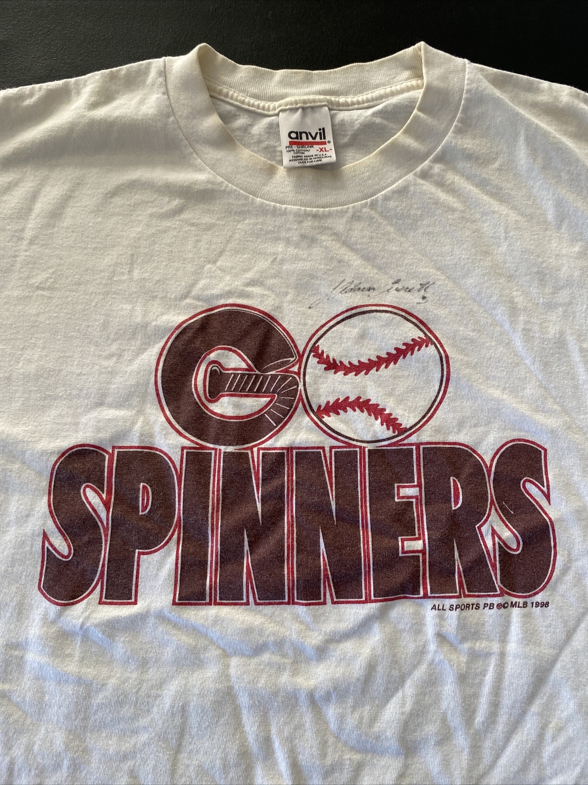 Vintage Lowell Spinners Shirt Men Sz XL Go Spinners Graphic Tee MLB 1998 RARE gallery