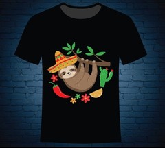 Cute Mexican Sloth T-Shirt Sombrero Hat Chili Cactus Cinco De Mayo Graphic Tee