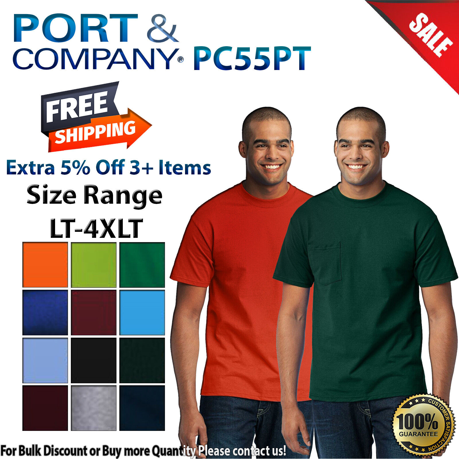 Port & Company PC55PT Mens Big & Tall Short Sleeve Core Blend Pocket T-Shirt gallery
