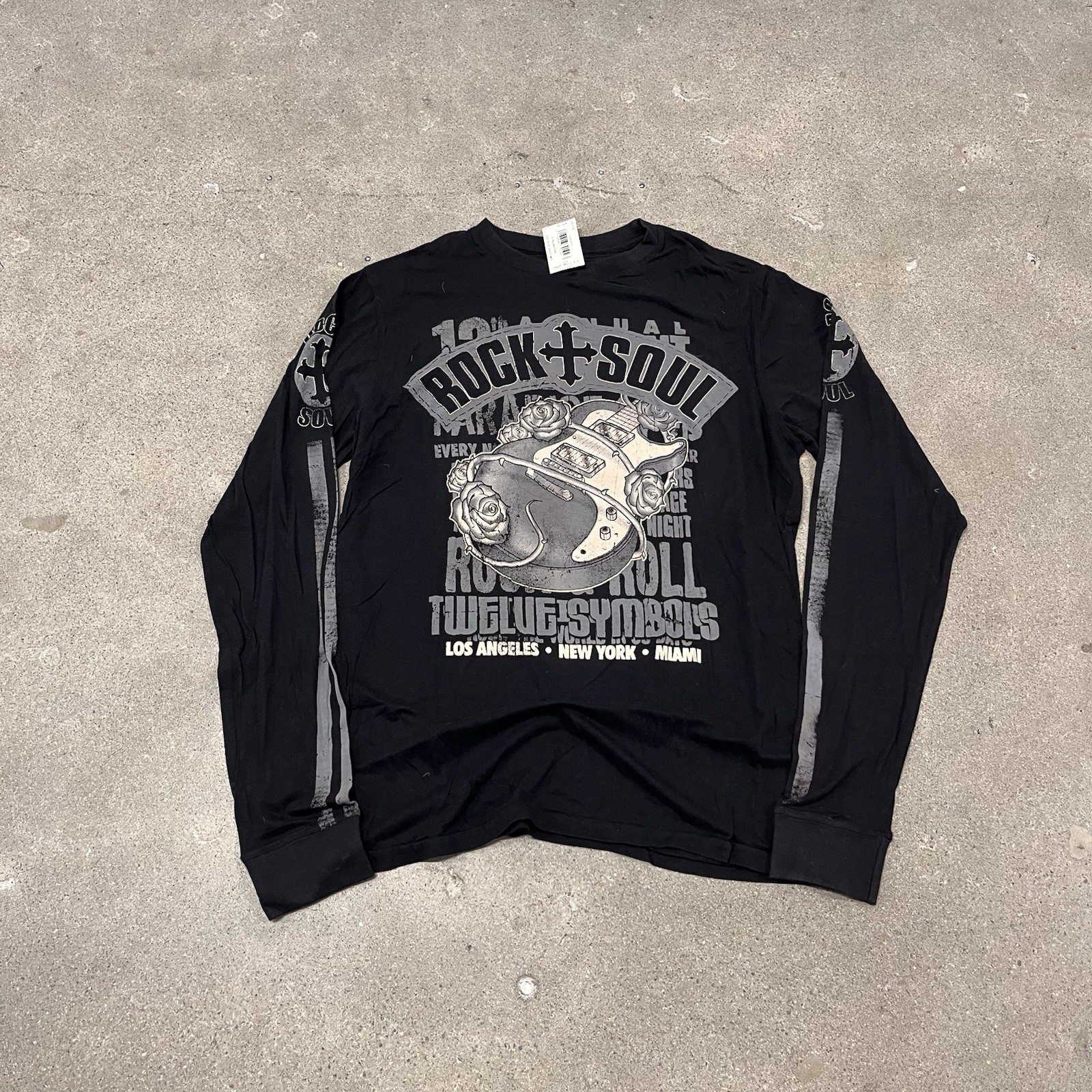 Rock Soul Long Sleeve Grunge Black Tee T Shirt Y2K Biker L Band Mens Buckle gallery