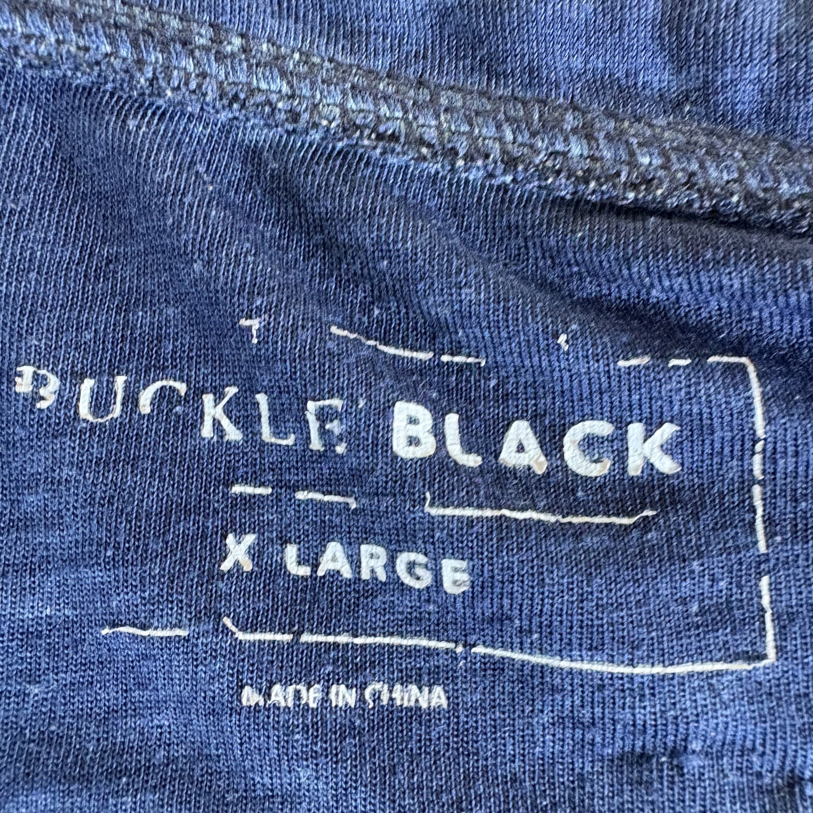 Buckle Black Burnout T Shirt Mens XL Blue Cotton Henley Neck Short Sleeve Casual gallery