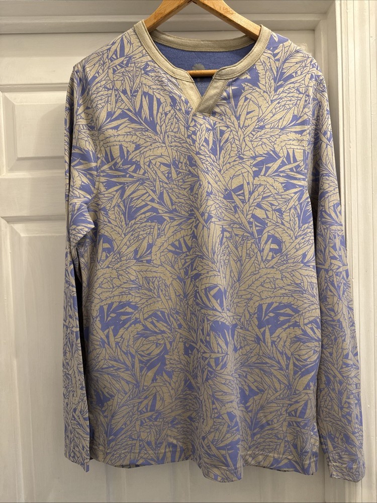 Ocean & Coast Periwinkle Palm Leaf Print Henley Mens Size Medium NWT Coastal