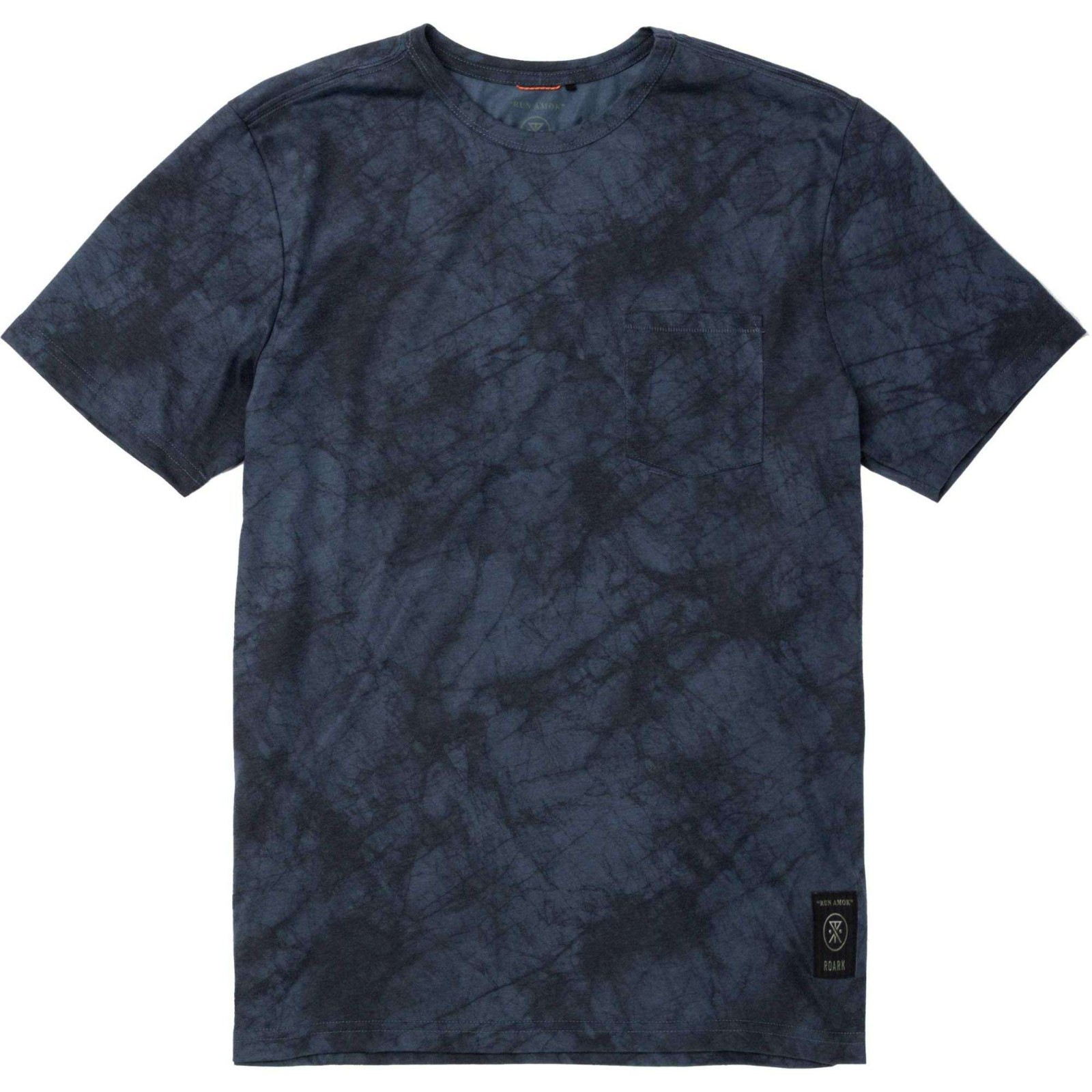 Roark Mathis Tie Dye Men's Run Amok Pocket Tee Medium Navy S/S Active NEW #5791 gallery