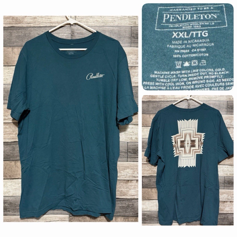 Pendleton Graphic T Shirt Men’s XXL Teal Blue Green Lightweight Casual gallery