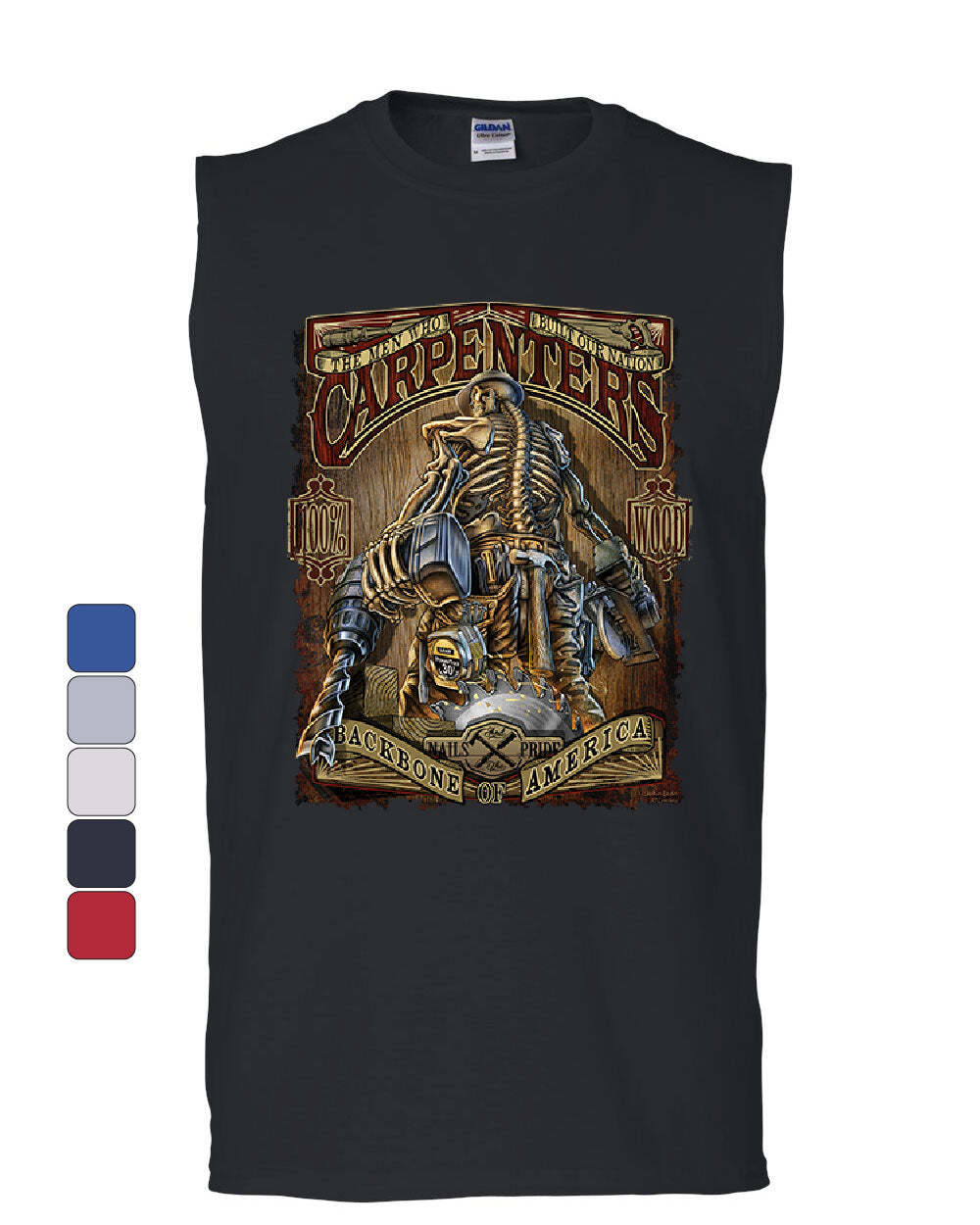 Carpenters Backbone of America Muscle Shirt Blue Collar Job Craftsman Sleeveless
