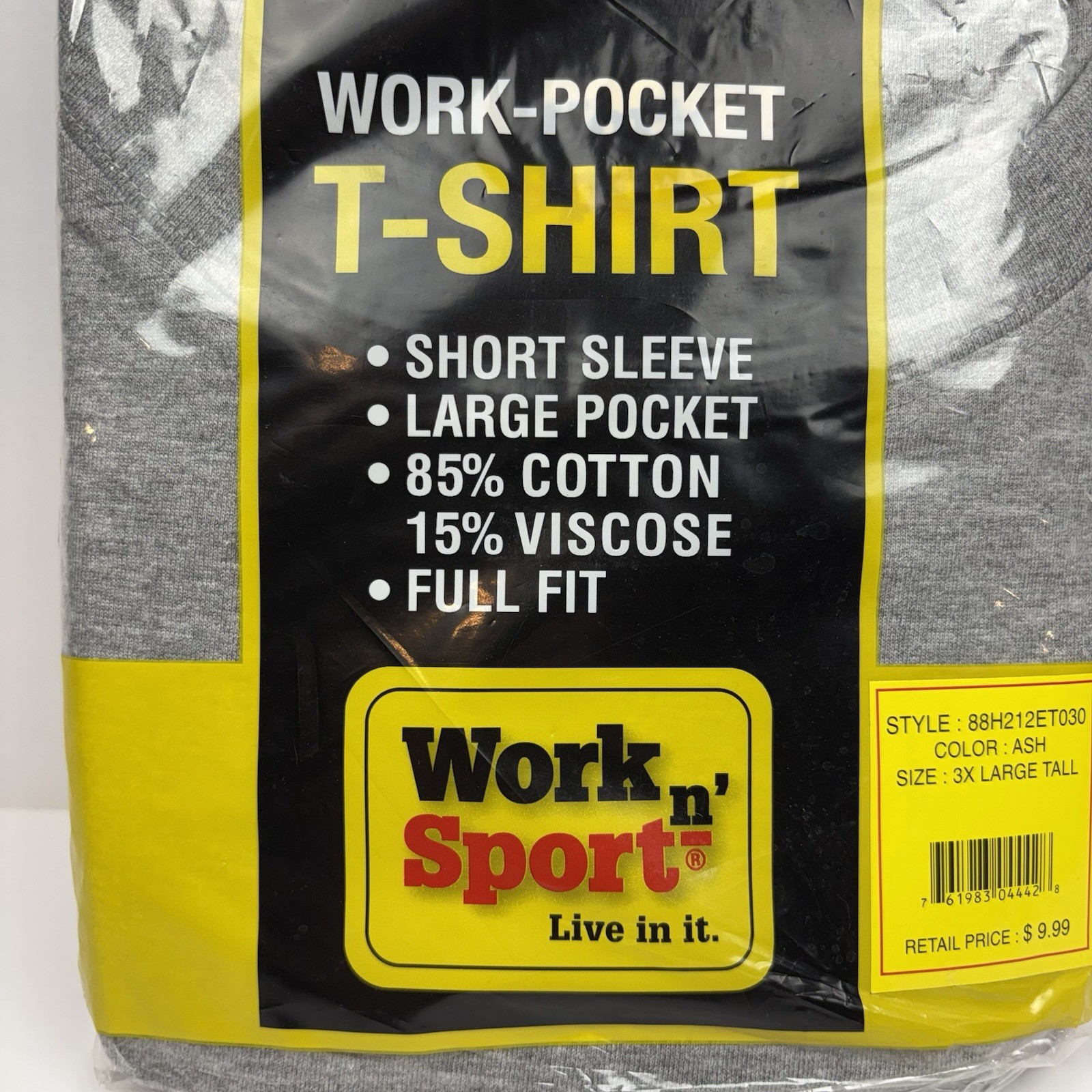 Work N Sport Pocket T Shirt Men's 3XL Tall Short Sleeve Gray Large Pocket NEW gallery