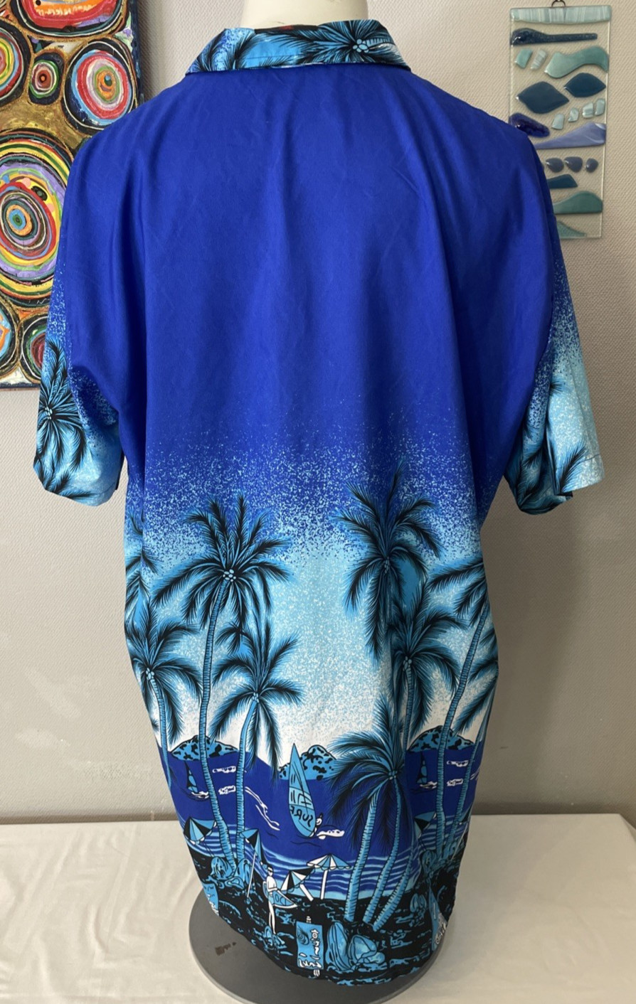Beach & Palm Tree Hawaiian Shirt Fight The Wolf Men's Summer Shirt Size XL gallery