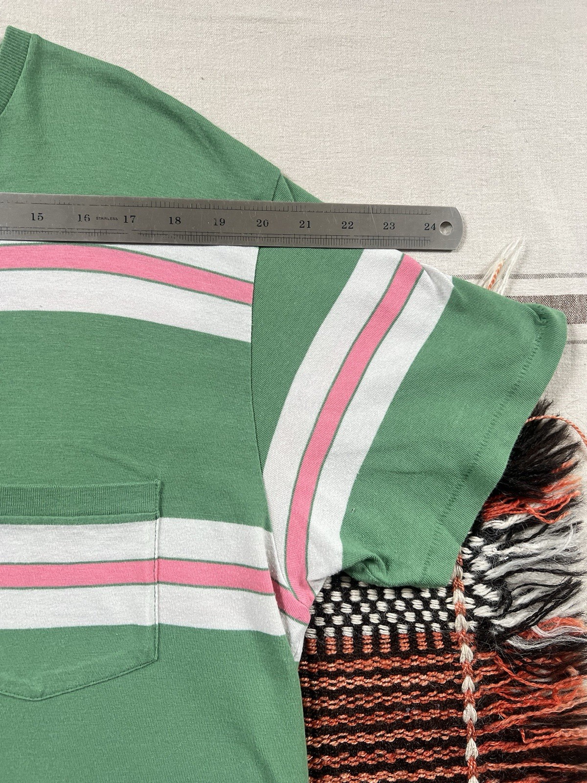 LVC T-Shirt L Levi's Vintage Clothing 60s Sportswear Single Stitch Green Stripe gallery
