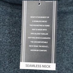 Roundtree & Yorke Men’s Long-Sleeve Shirt L Navy Seamless Neck 100% Cotton NWT
