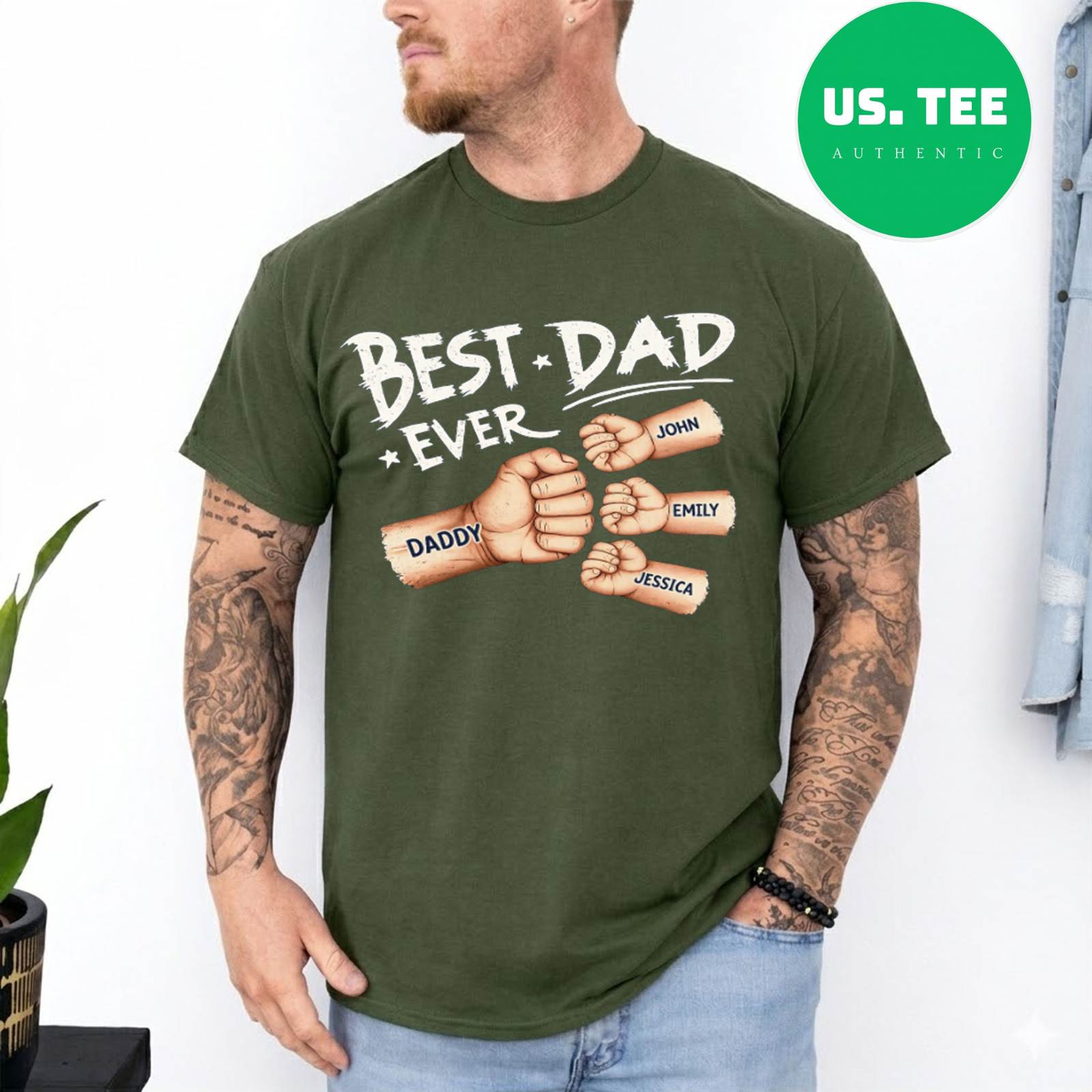 Personalized Father's Day T-Shirt Custom Kids Names Dad Gift Tee for Father gallery