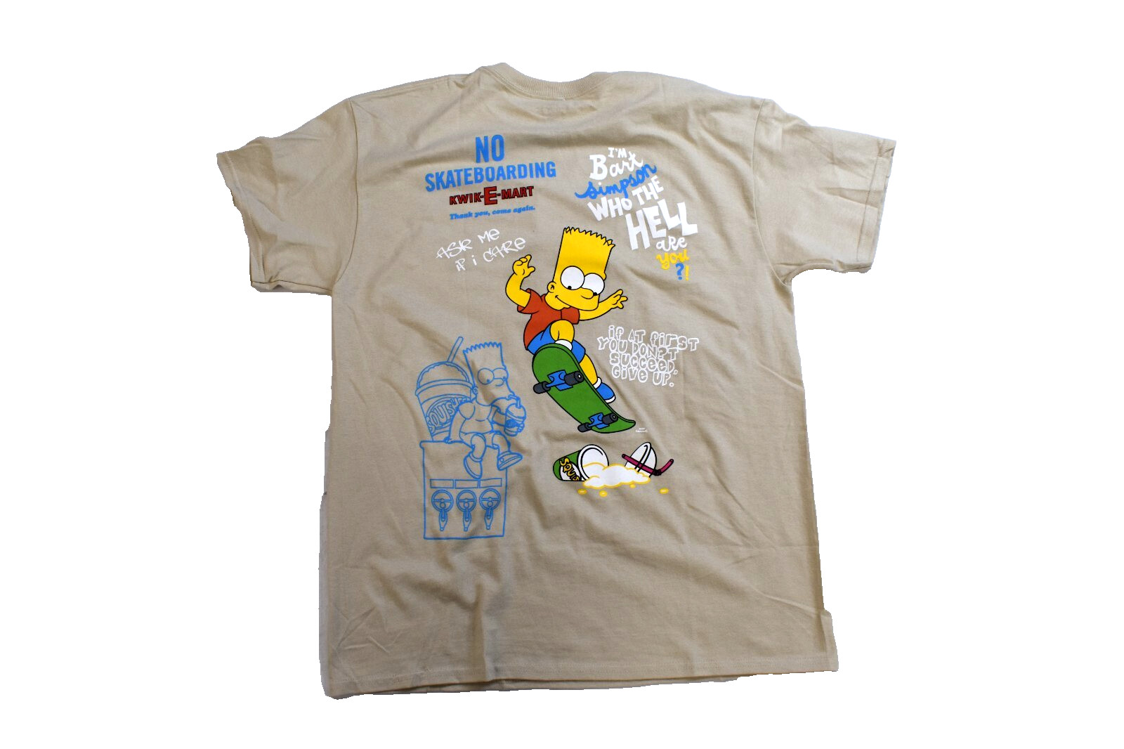 The Simpsons Mens Bart Simpson Skateboard Mischief Beige Shirt New S, L, XL gallery