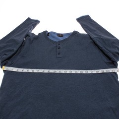 Left Coast Tee NWOT Reversible Long Sleeve Henley T-Shirt Size XL in Blue Cotton
