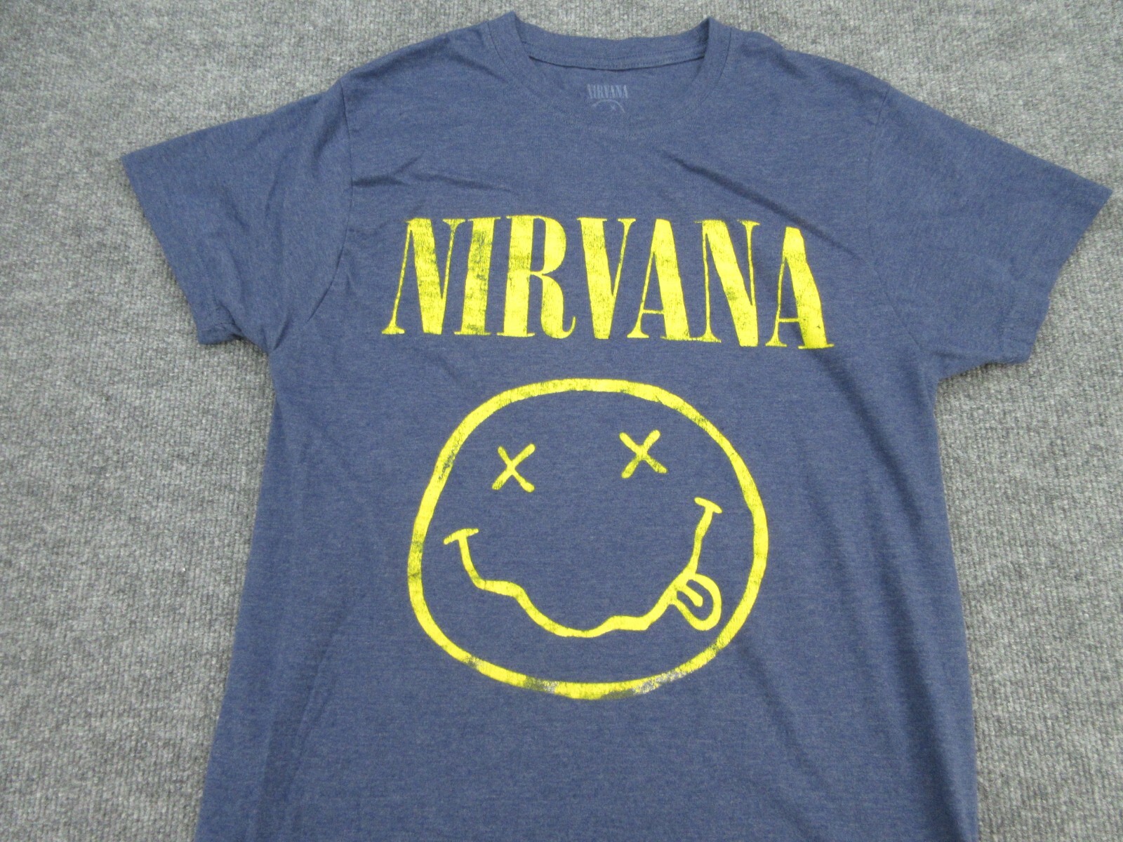 Nirvana Shirt Mens Medium Blue Crew Neck Logo Short Sleeve Logo Tee Adult M gallery
