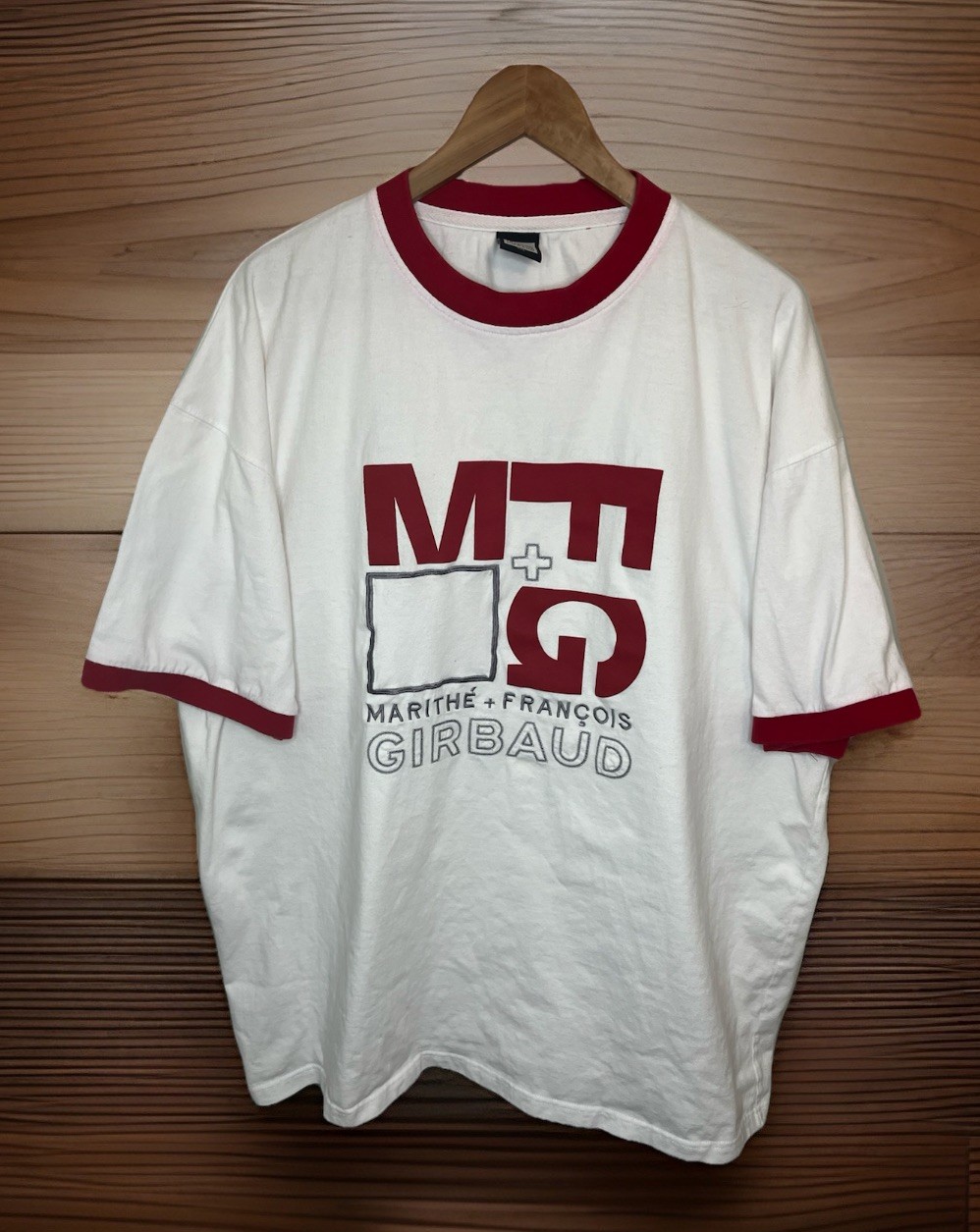 Vintage Y2K Marithe Francois Girbaud T-Shirt Men’s 2XL White Red Oversize Baggy