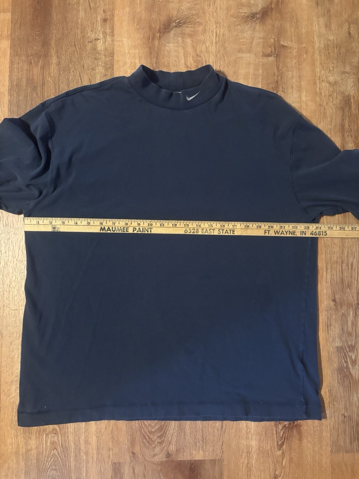 Y2K Nike Mock Neck Long Sleeve T-Shirt Navy Blue Embroidered Swoosh Size Large gallery