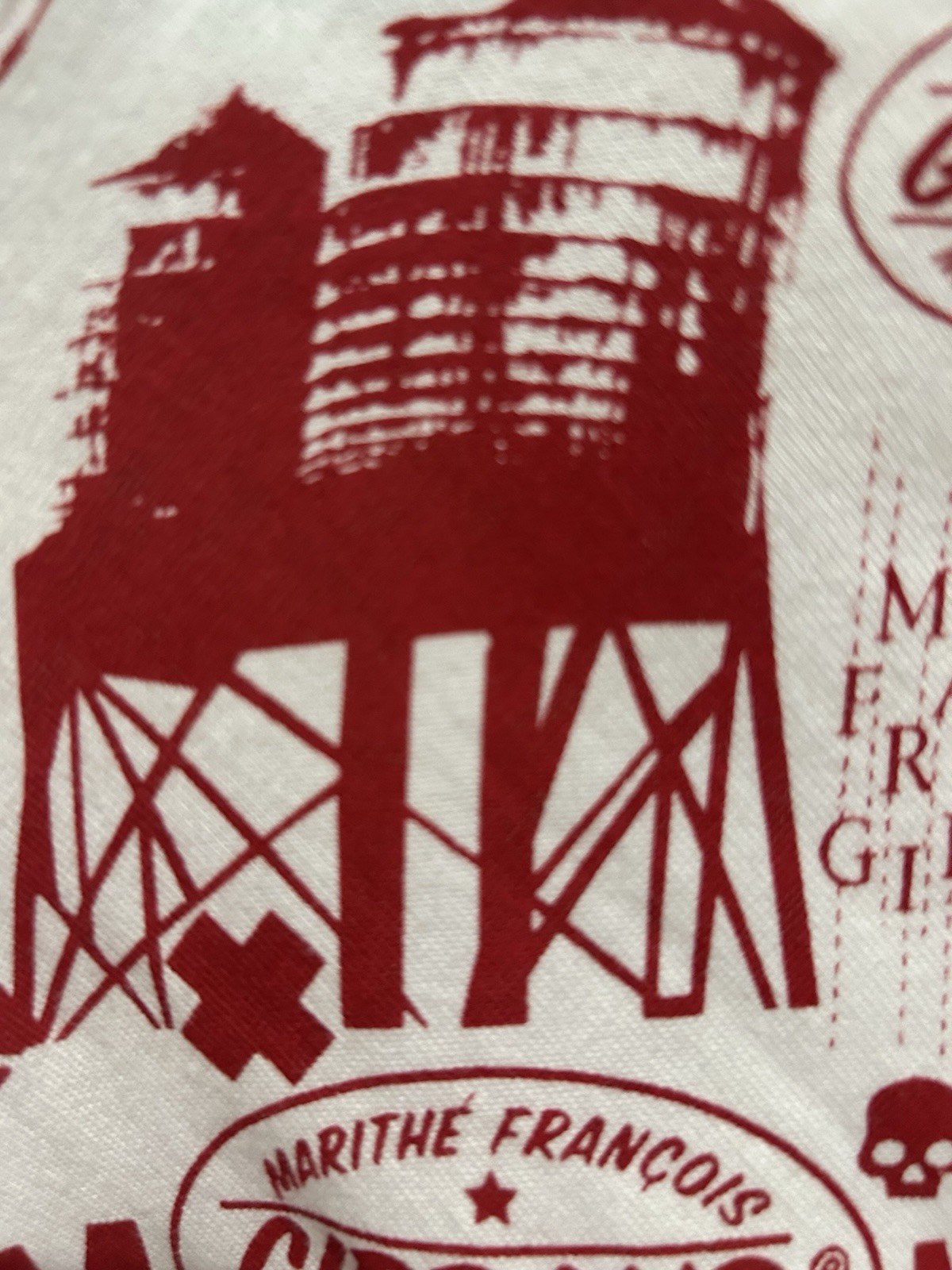 Marithe Francois Girbaud VTG Shirt Skull Graffiti Red And White Large RARE NWT gallery
